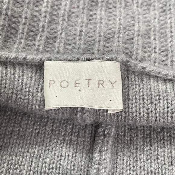 Poetry 100% Cashmere Open Front Cardigan Sweater Gray Knit Pocket Cocoon Wrap L - Picture 6 of 12